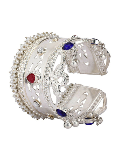 Joban Fashion Women Multicolor Stones Silver Tone Bangle