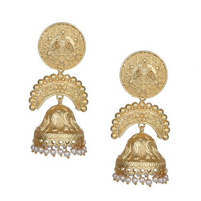 Joban Fashion Women Matte Gold Brass Jhumka