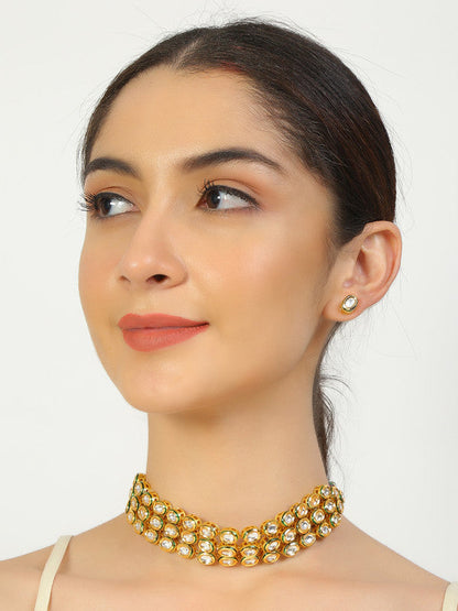Handcrafted Beautiful Kundan Choker With Earrings