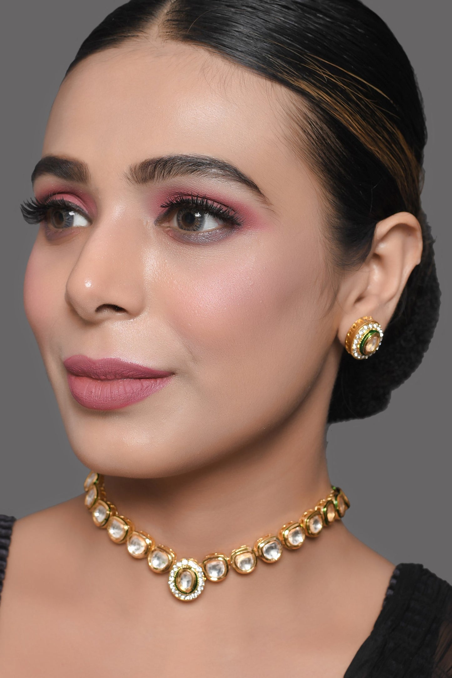 Handcrafted Kundan Necklace Stone with Earring