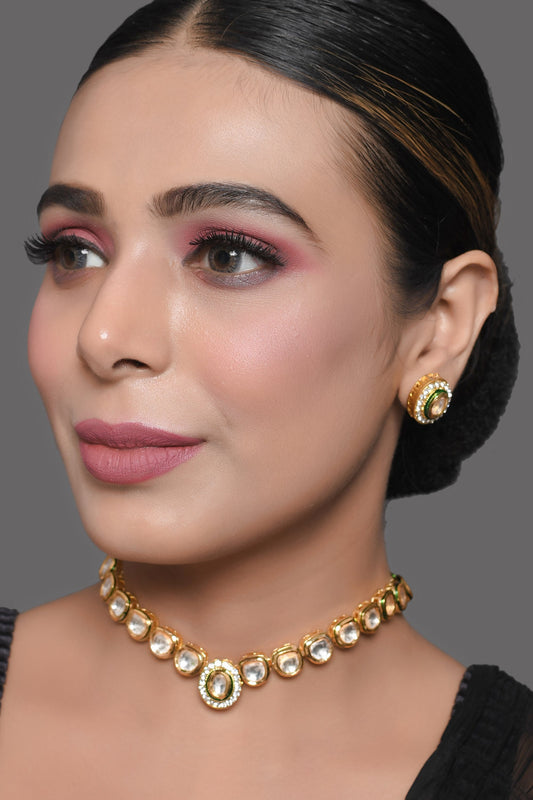 Handcrafted Kundan Necklace Stone with Earring