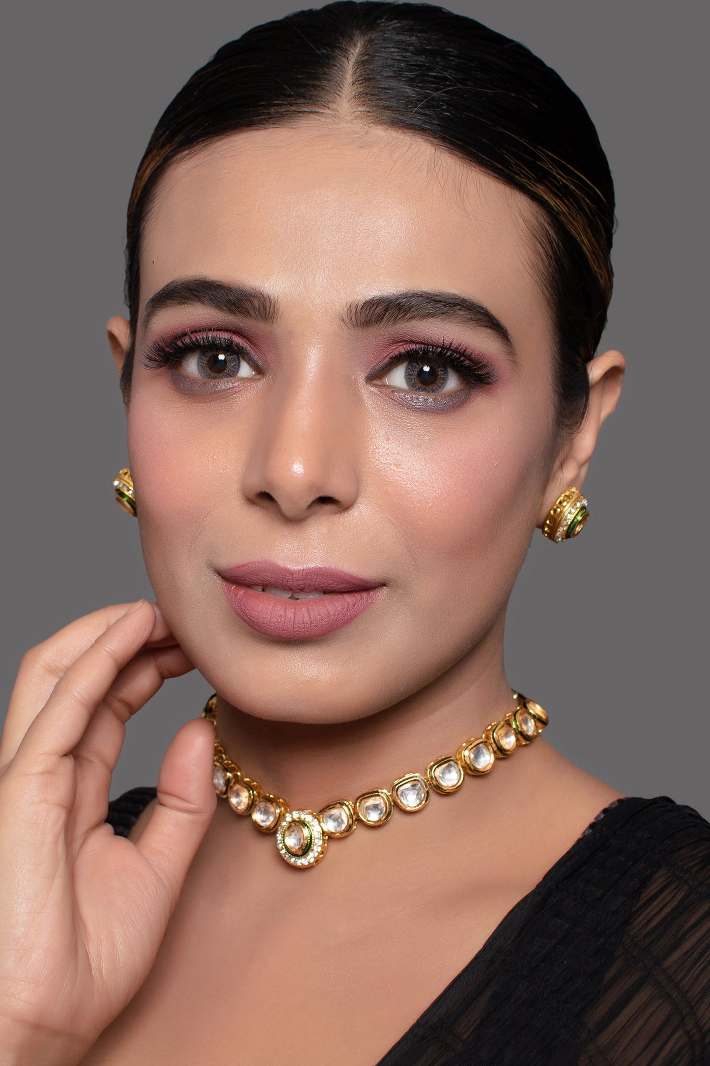 Handcrafted Kundan Necklace Stone with Earring