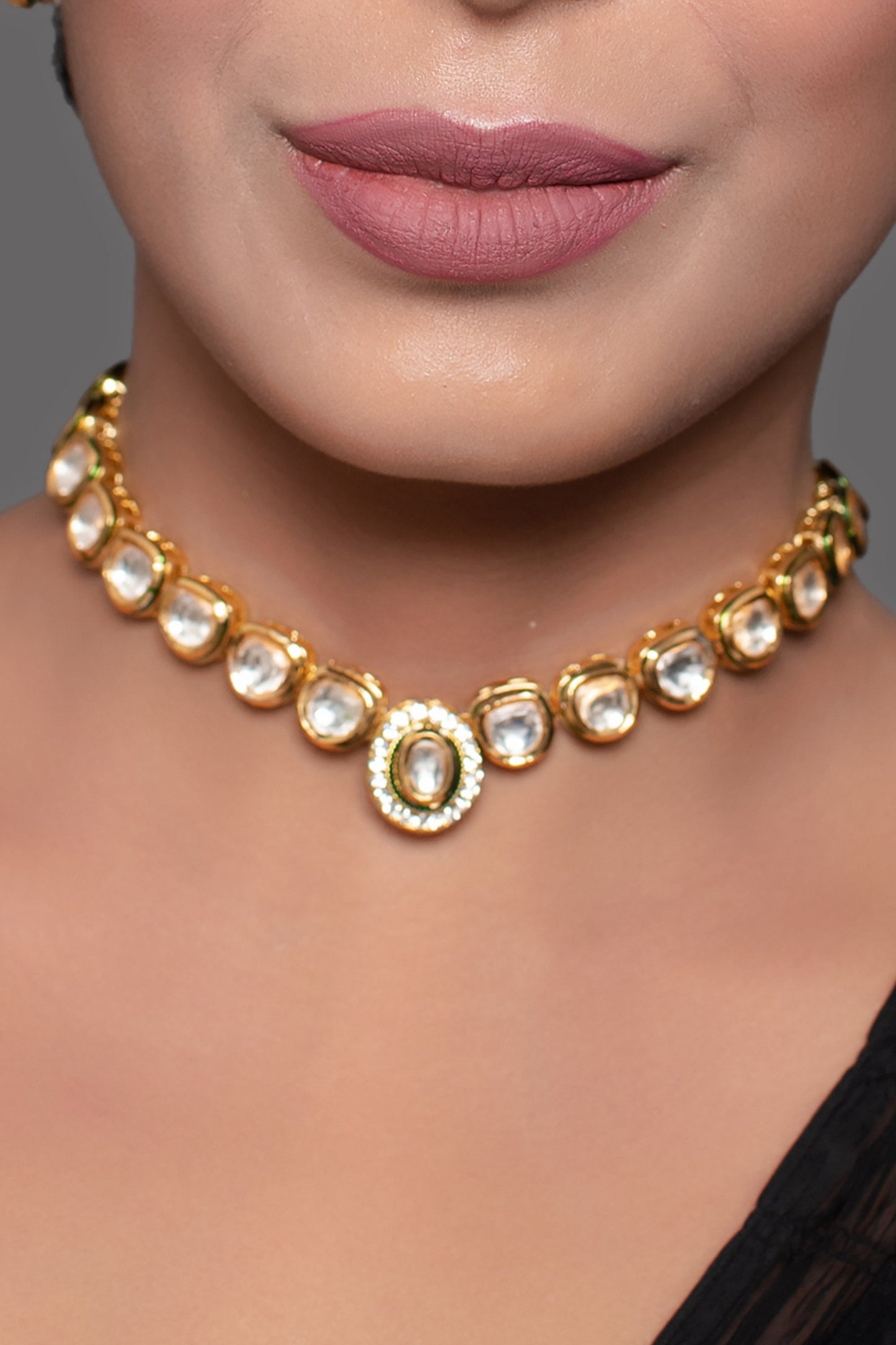 Handcrafted Kundan Necklace Stone with Earring