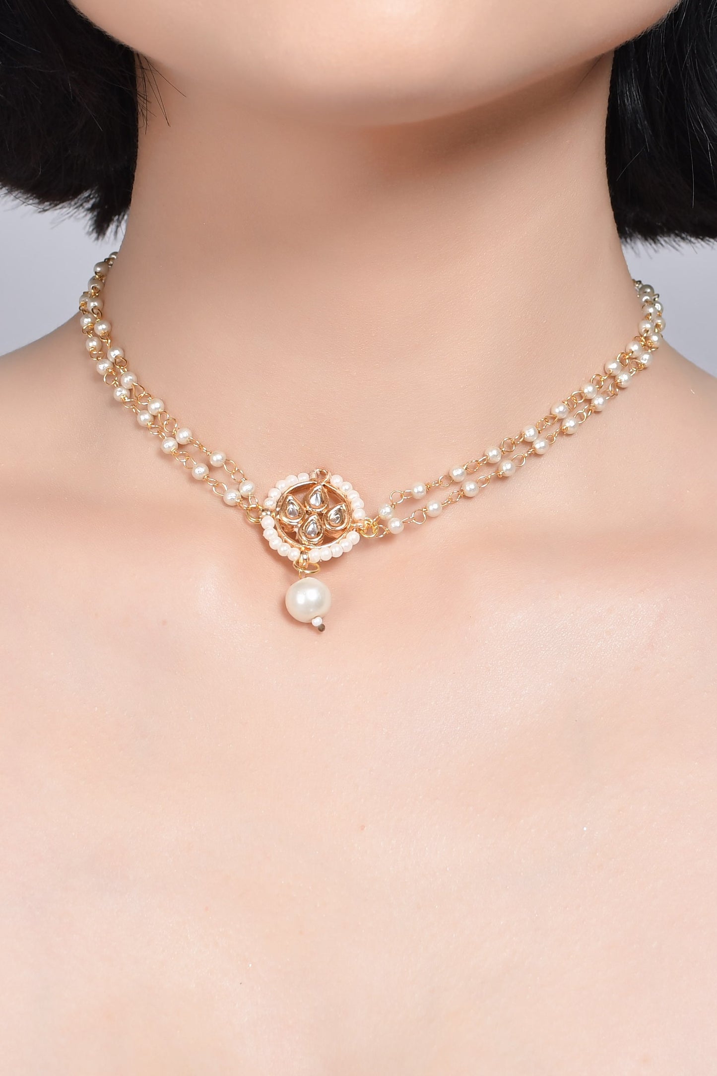 Inspired Designer Moon Shaped Kundan Choker Necklace