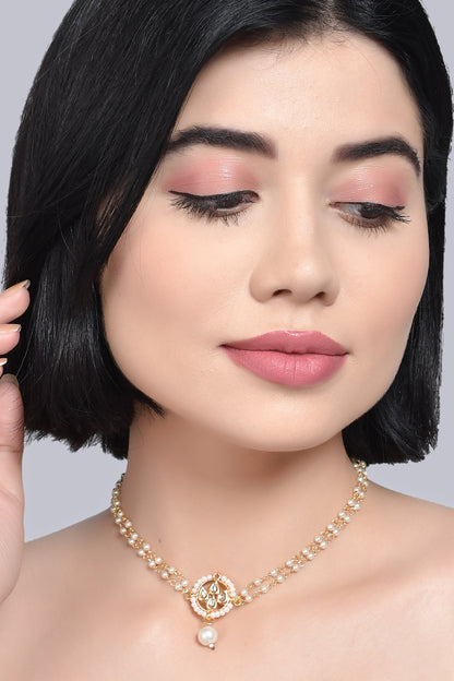 Inspired Designer Moon Shaped Kundan Choker Necklace