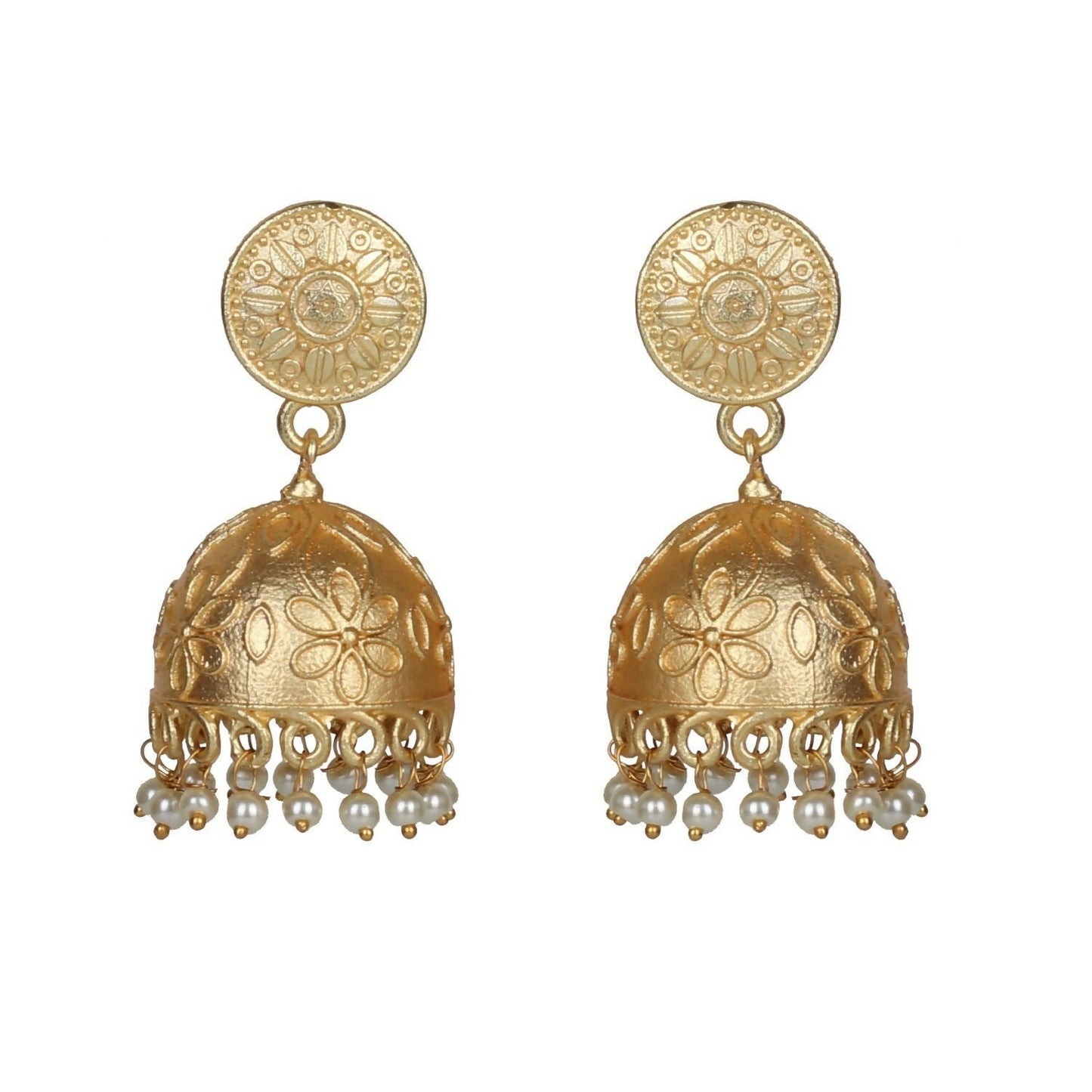 Joban Fashion Women Matte Gold Brass Jhumka