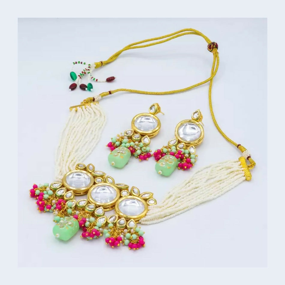 Joban Fashion Multicolor Kundan Work Necklace Set