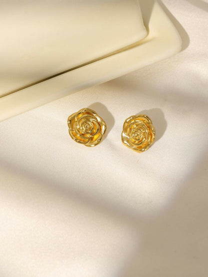 Golden Rose Earrings - Ruby Raang