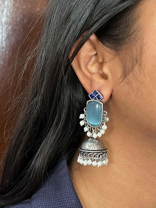 Joban Fashion Monalisa Stone Zigzag Golden Earring