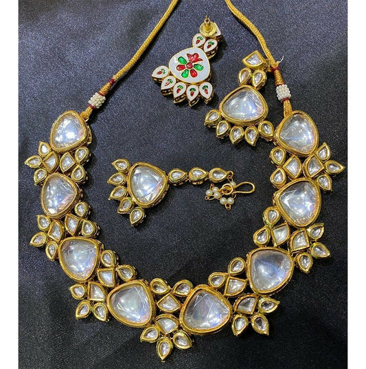 Joban Fashion Golden Kundan Work Necklace Set