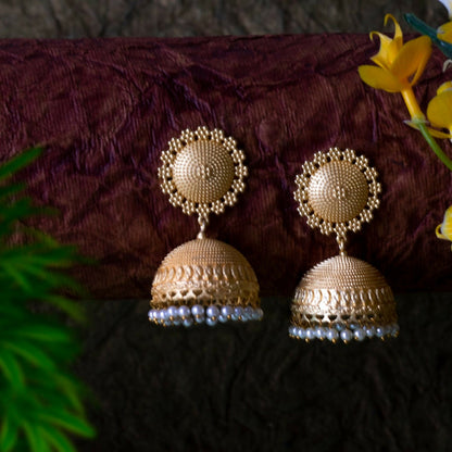 Joban Fashion Women Matte Gold Brass Jhumka