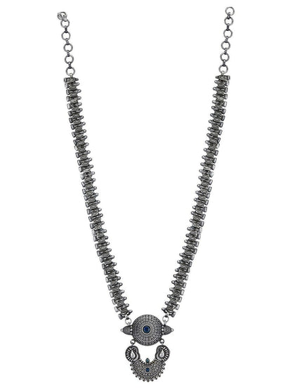 Joban Fashion Women Long Pattern Silver Tone Brass Necklace