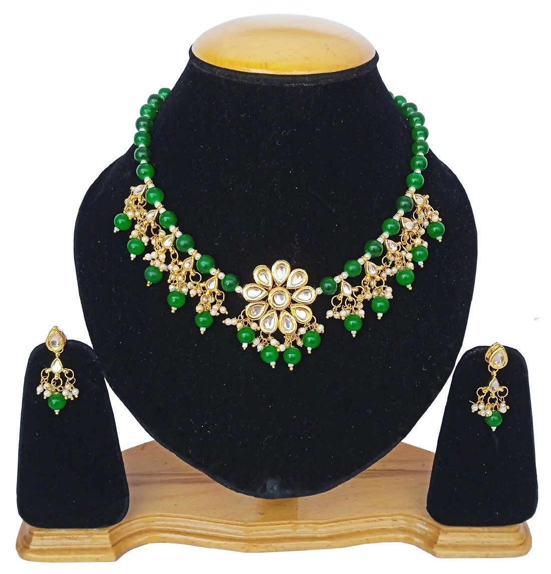 Joban Fashion Green kundan work Necklace Set
