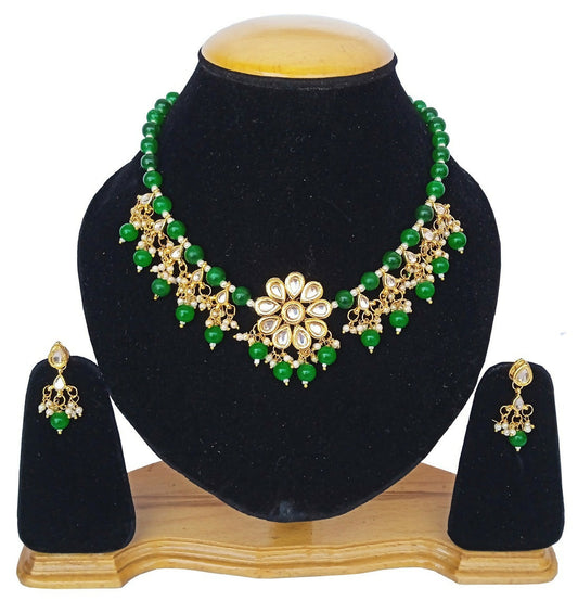 Joban Fashion Green kundan work Necklace Set