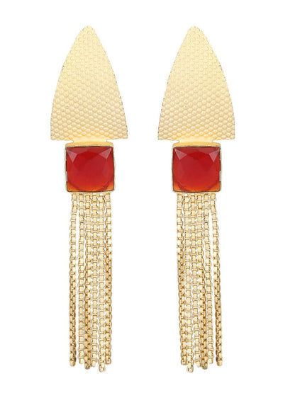 Joban Fashion Women Red Stone Matte Gold Earrings