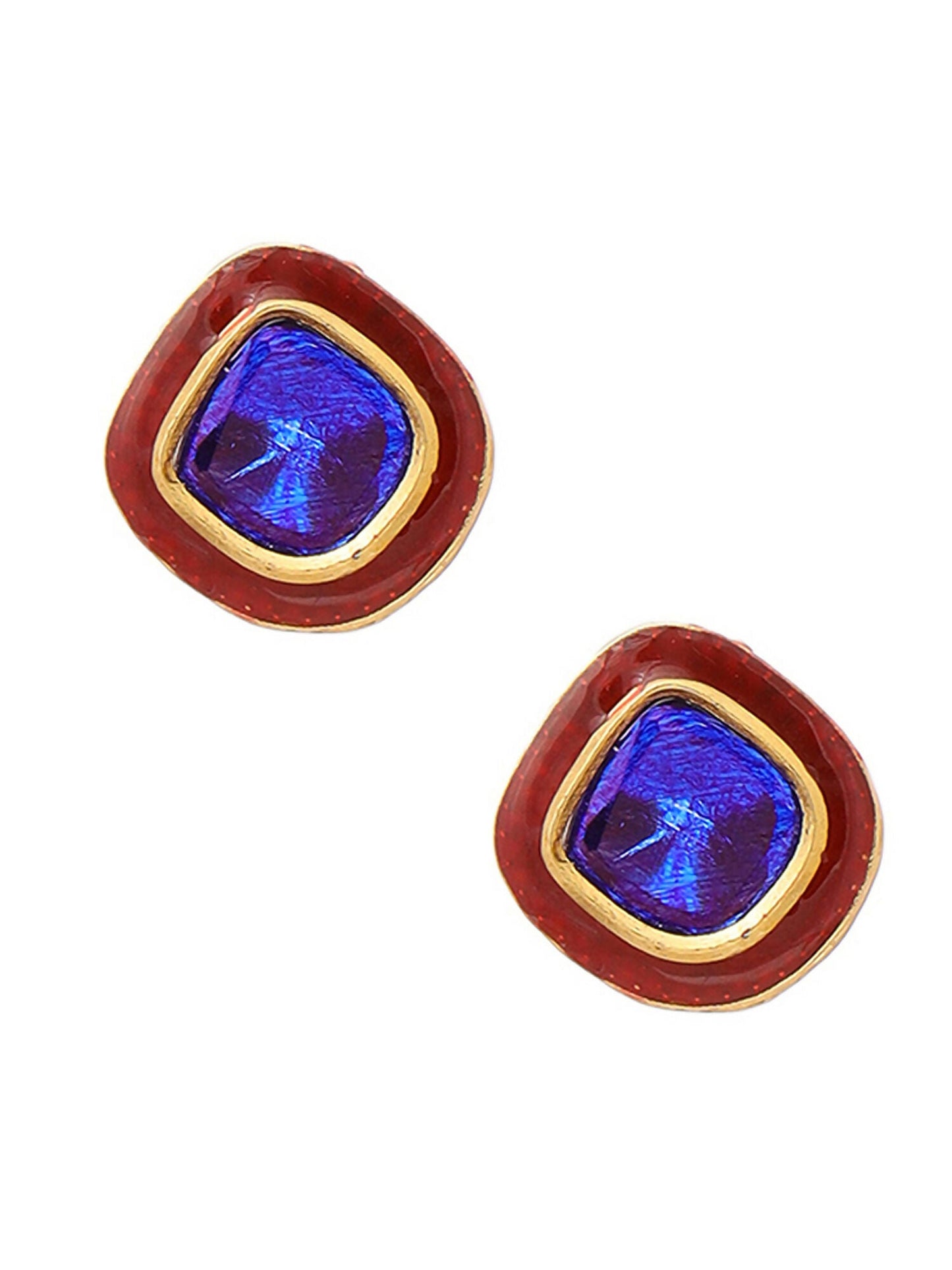 Ruby Raang Multi Blue Kundan Studs