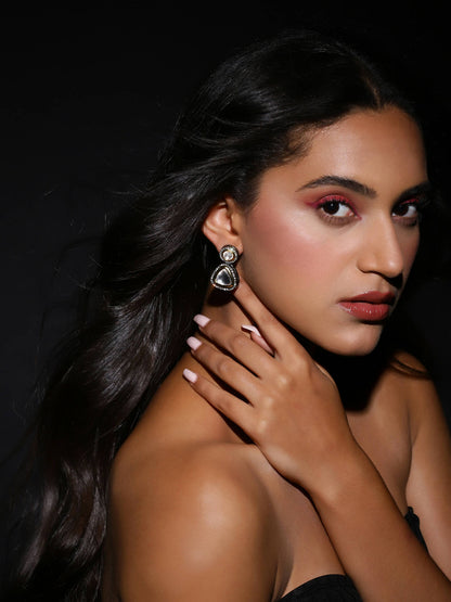 Silver-Plated Contemporary Drop Earrings - Ruby Raang