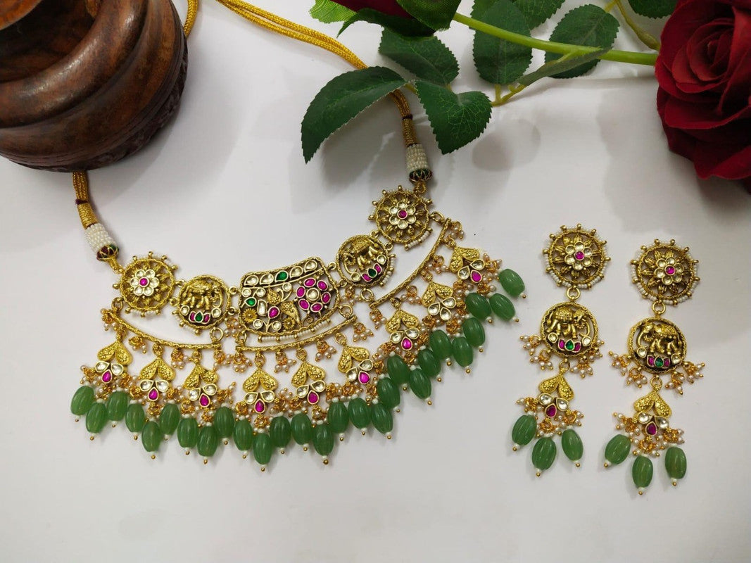 Kundan Meena Multi Necklace Set