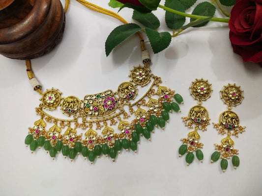 Kundan Meena Multi Necklace Set