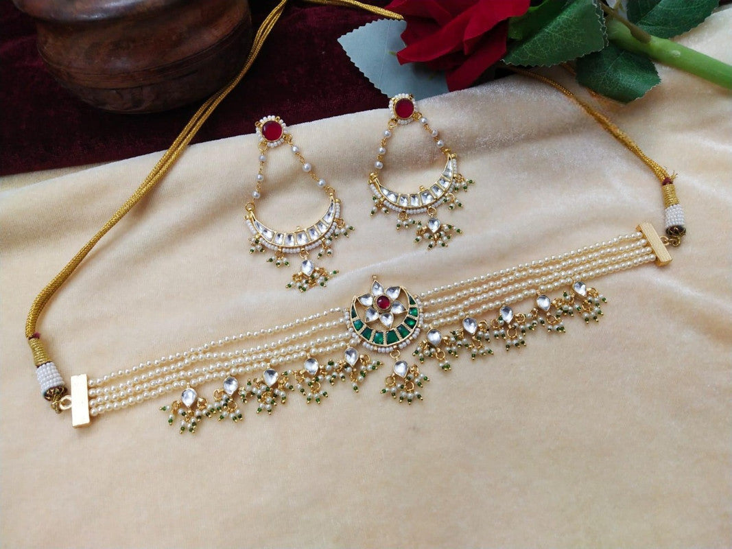 Kundan Meena Red Choker Set