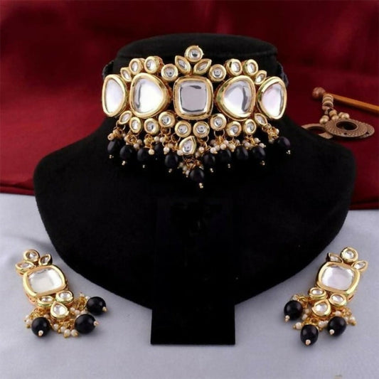 Joban Fashion Black kundan work Necklace Set