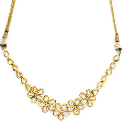Latest Designer Golden and White Handcrafted Kundan Necklace Set