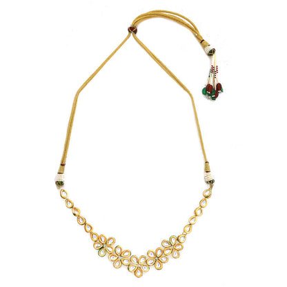 Latest Designer Golden and White Handcrafted Kundan Necklace Set