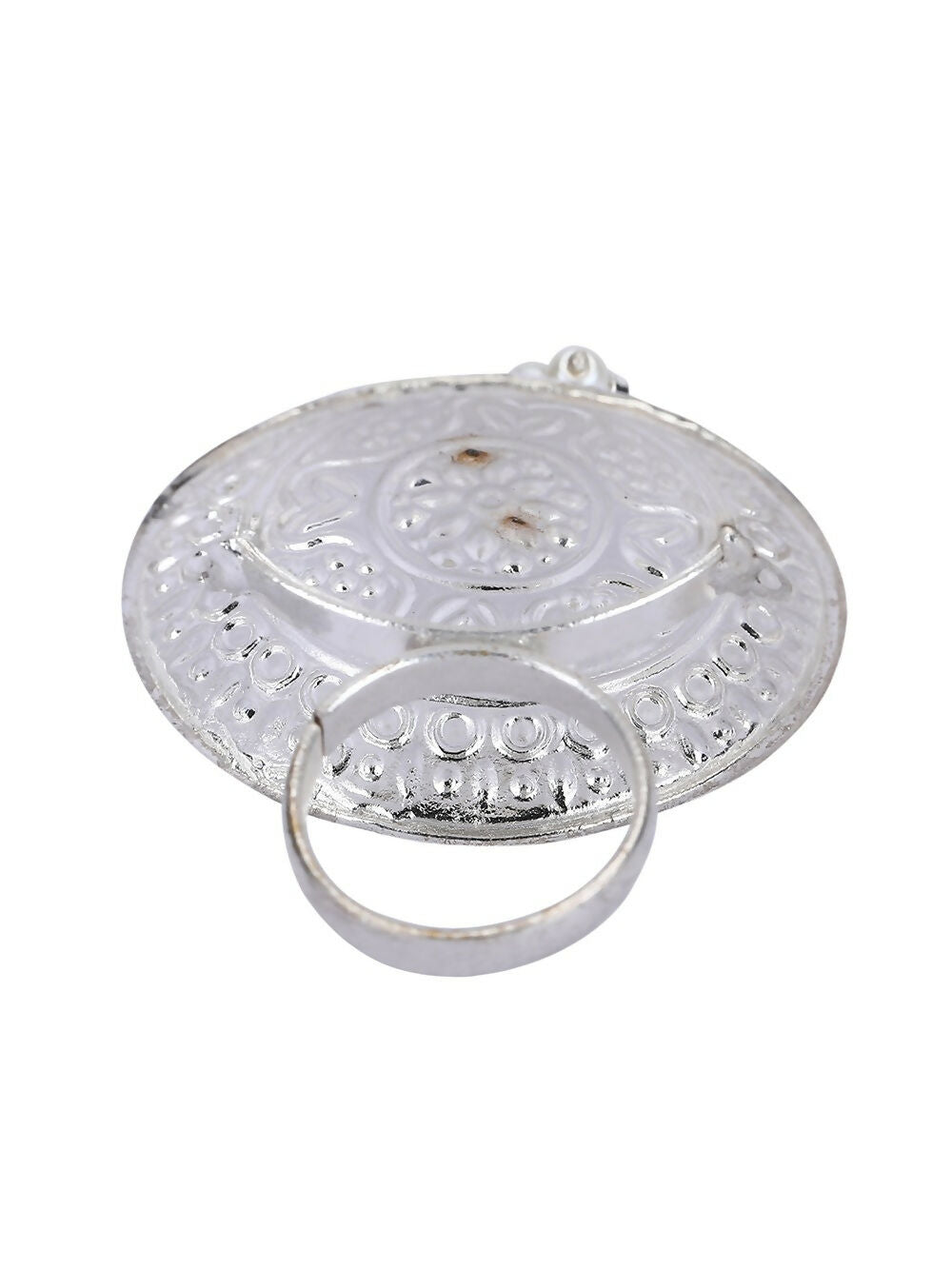 Joban Fashion Women Green Stone Silver Tone Ring