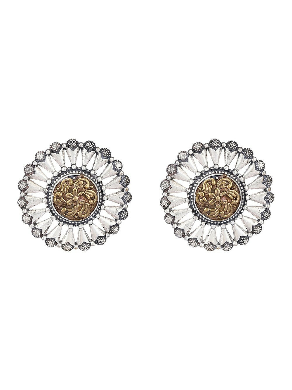 Joban Fashion Women Round Shape Dual Tone Brass Earrings