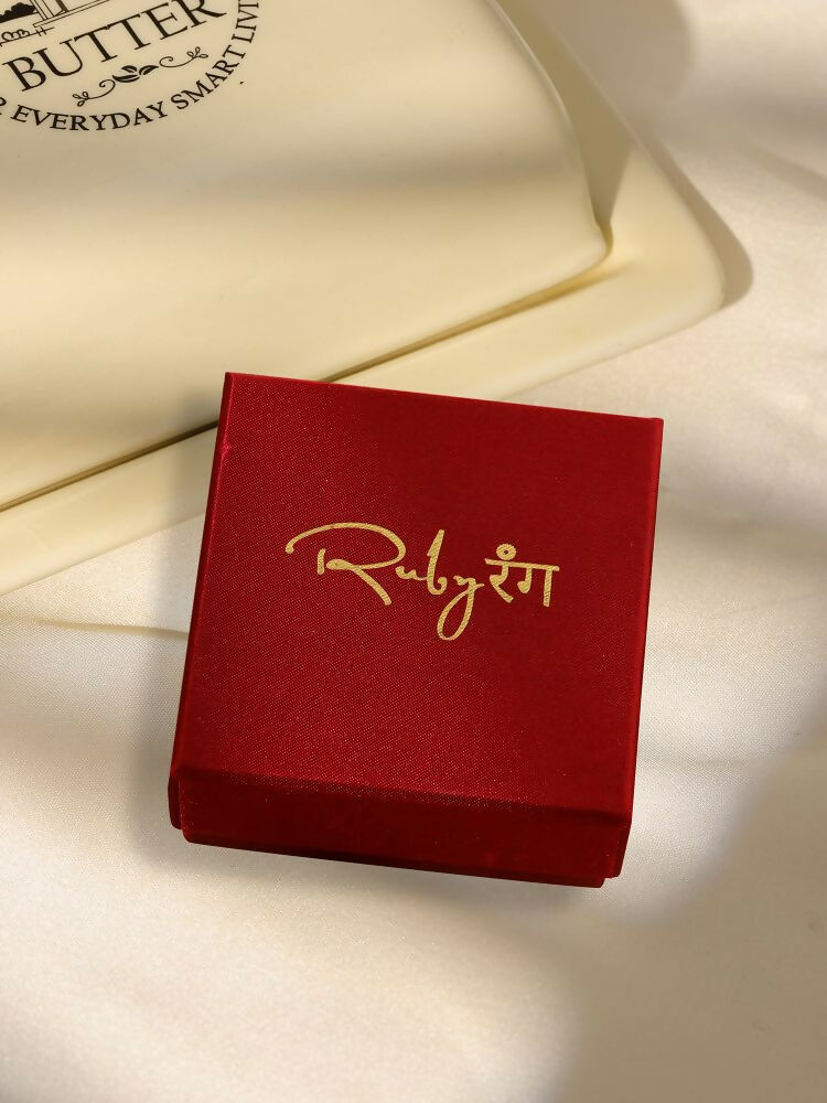 square kundan earrings with hexagon drop - Ruby Raang