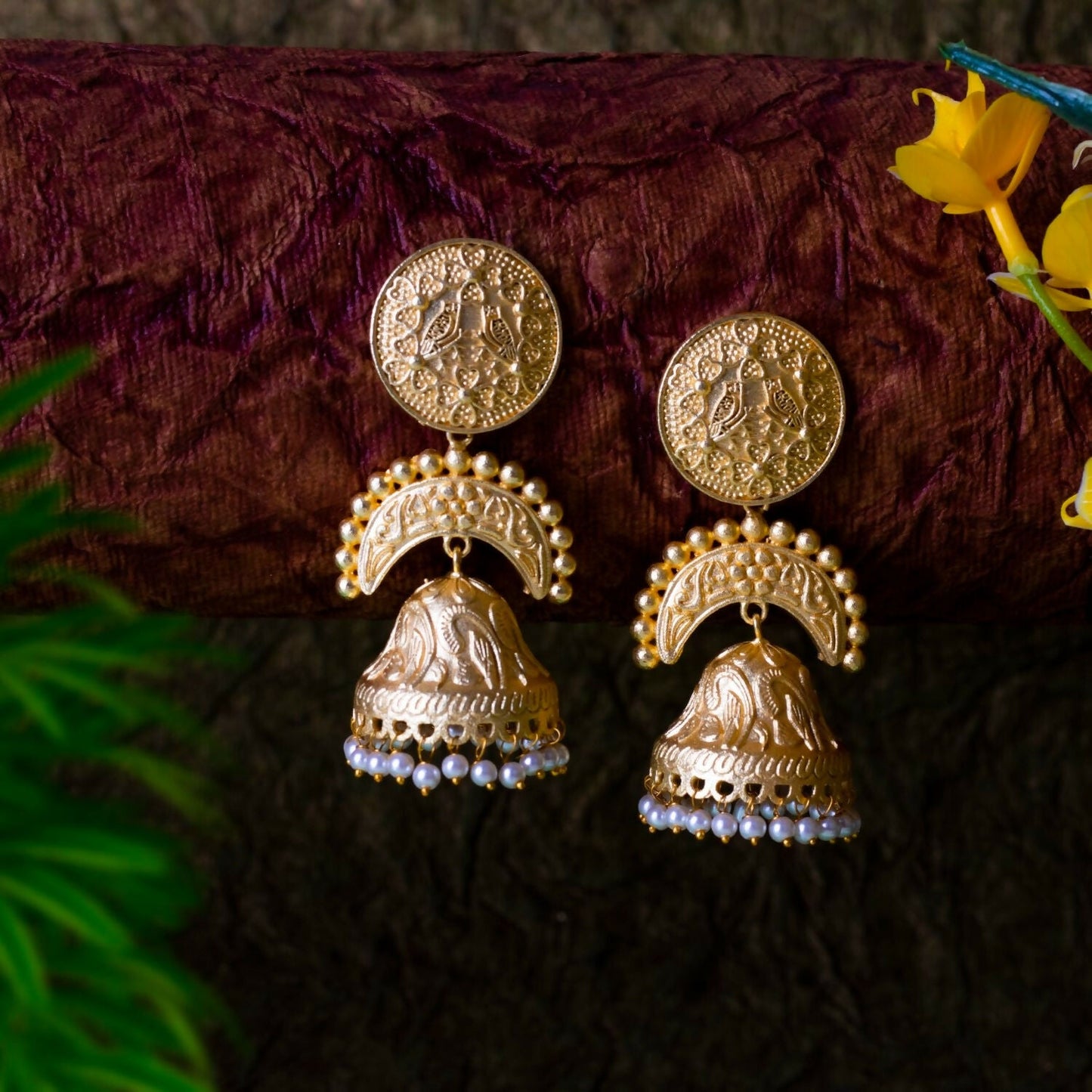 Joban Fashion Women Matte Gold Brass Jhumka
