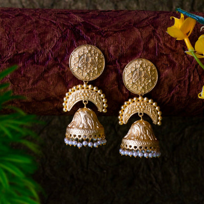 Joban Fashion Women Matte Gold Brass Jhumka