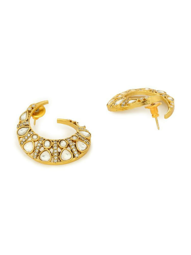 Moissanite Gold plated Round Earrings - Ruby Raang