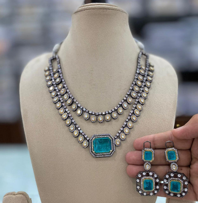 Moisaanite Necklace Earrings Set for Women