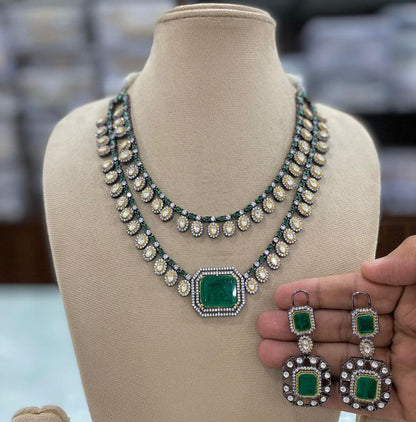 Moisaanite Necklace Earrings Set for Women