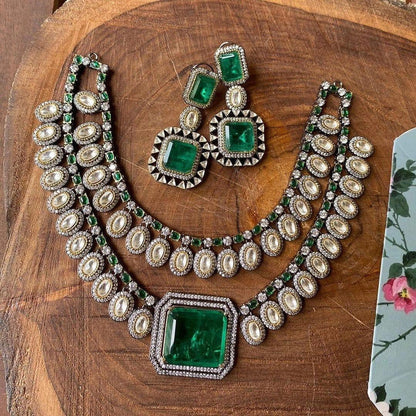 Moisaanite Necklace Earrings Set for Women