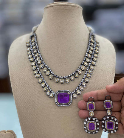 Moisaanite Necklace Earrings Set for Women