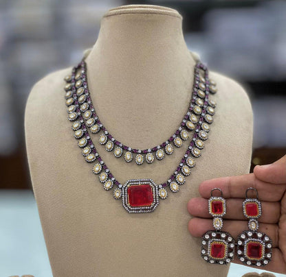 Moisaanite Necklace Earrings Set for Women