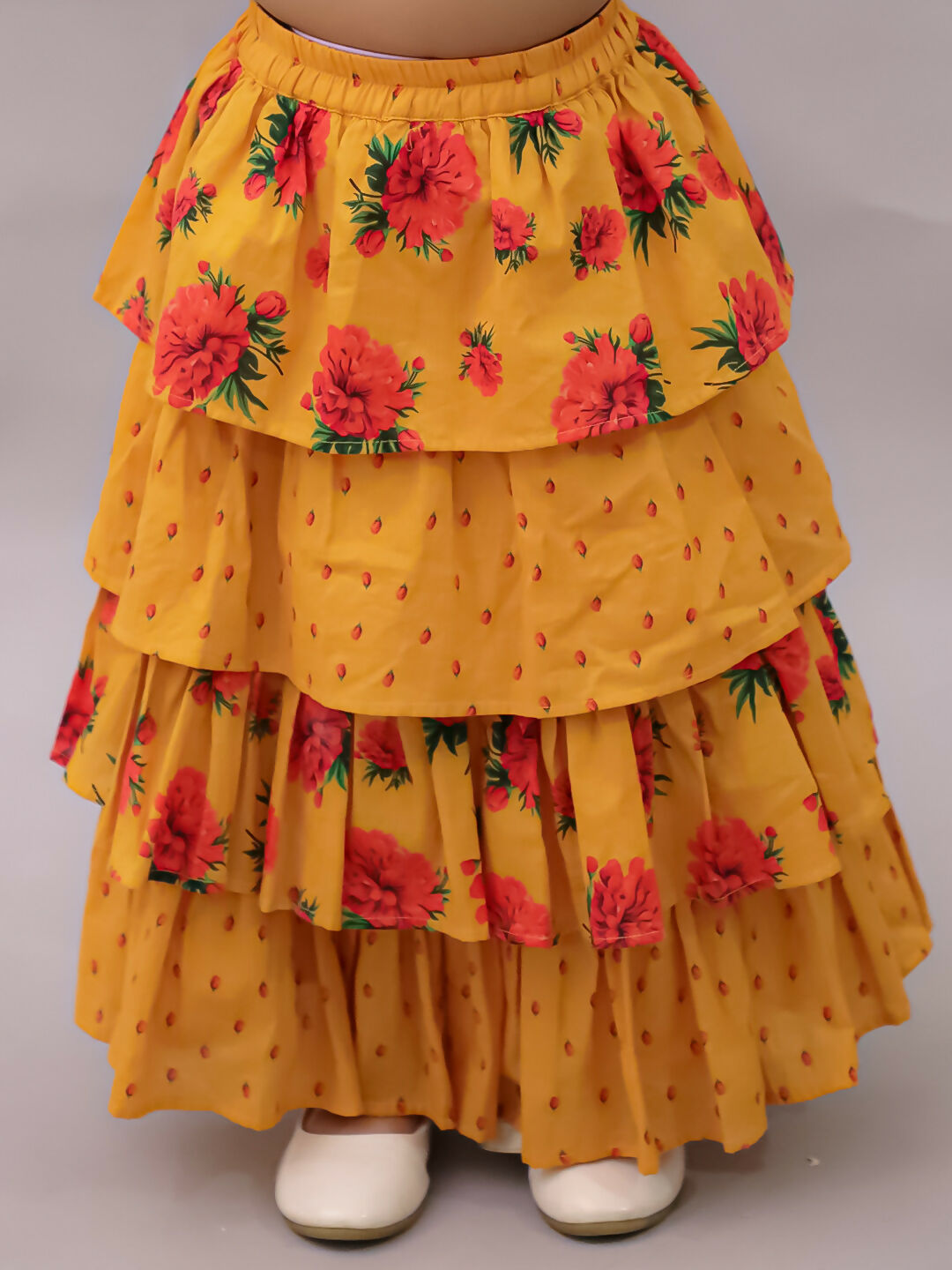 Lil Drama Genda Phool Mustard Choli and Lehanga Set For Girls