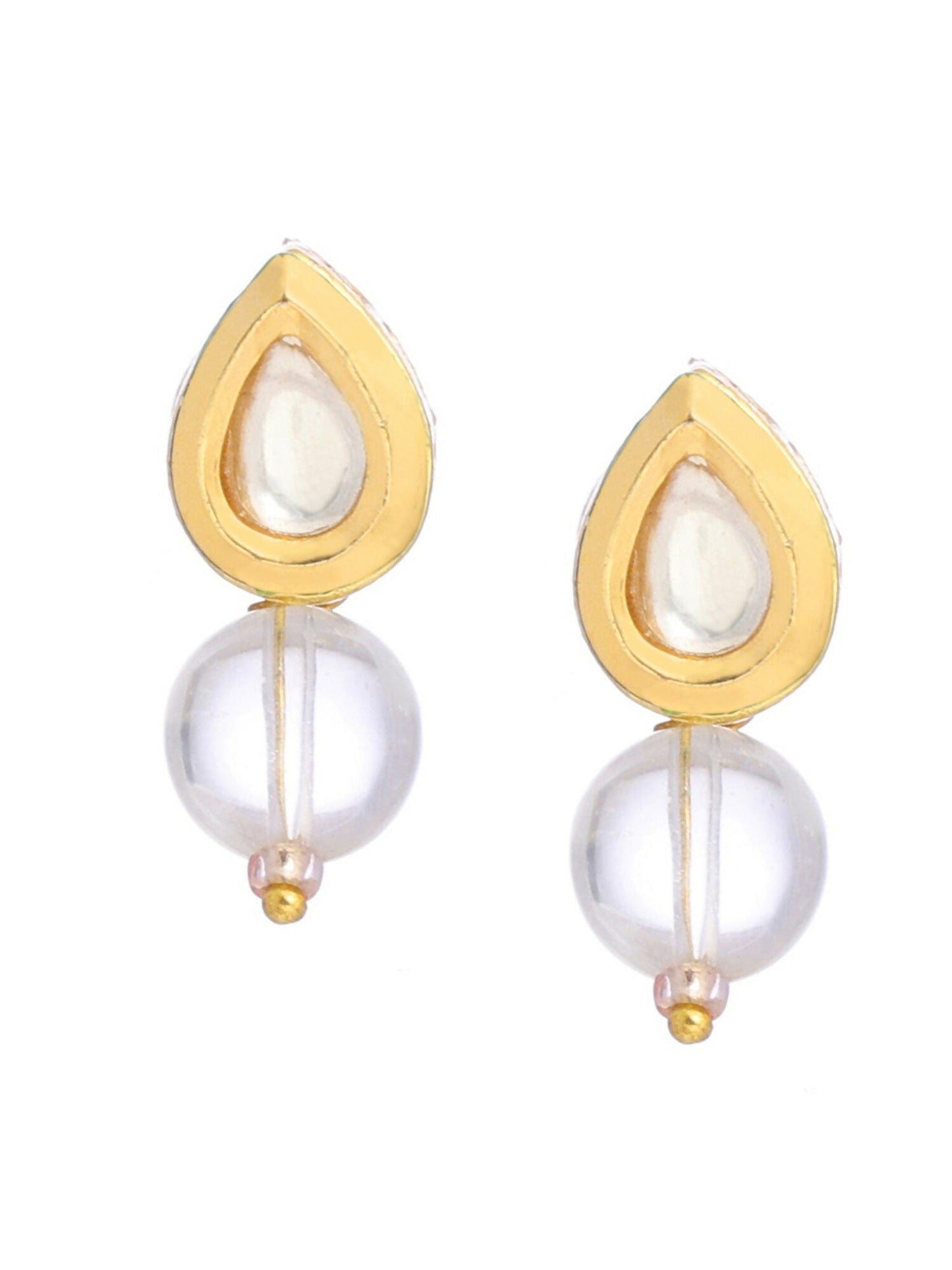 Ruby Raang White Clear Quartz Kundan Studs