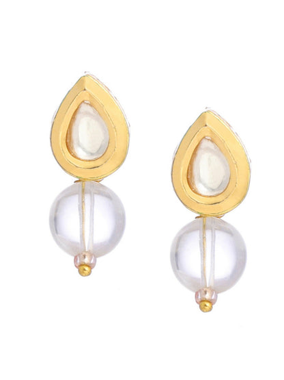 Ruby Raang White Clear Quartz Kundan Studs