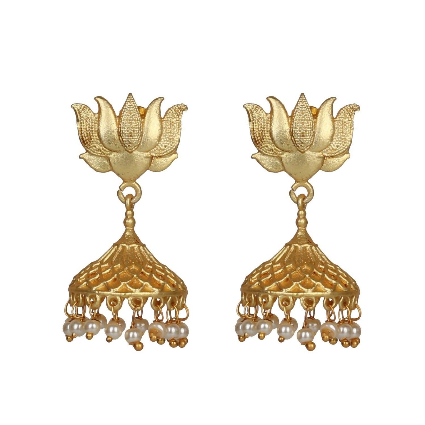 Joban Fashion Women Matte Gold Brass Jhumka