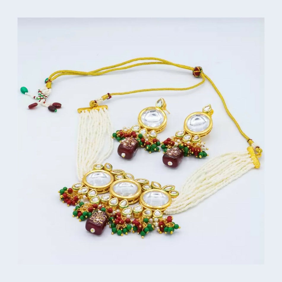 Joban Fashion Multicolor Kundan Work Necklace Set