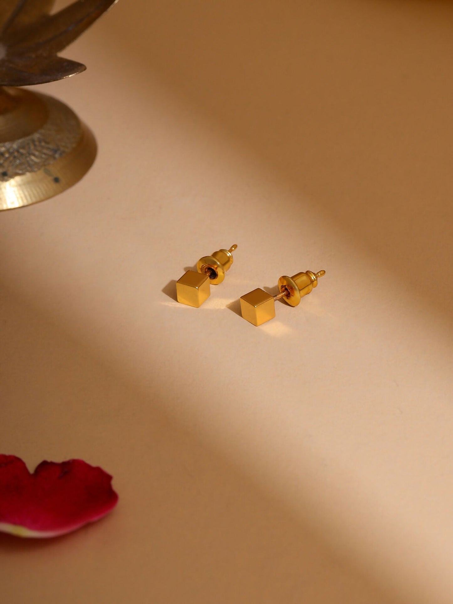 Ruby Raang Golden Square Studs