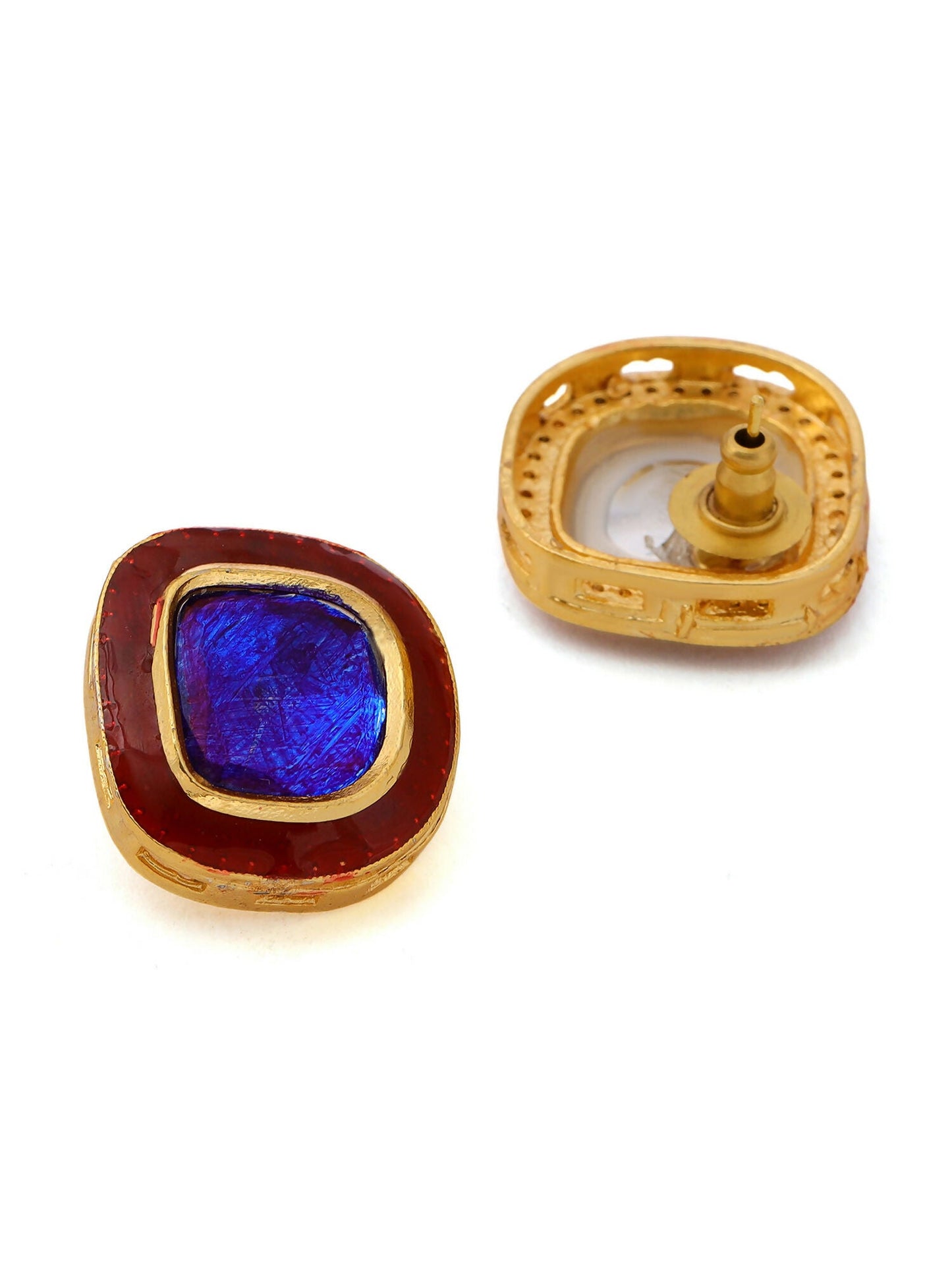 Ruby Raang Multi Blue Kundan Studs