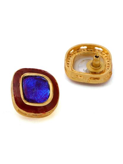 Ruby Raang Multi Blue Kundan Studs