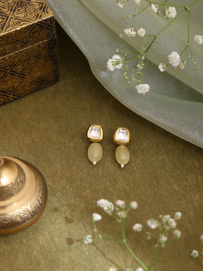 Ruby Raang Yellow Kundan Studs