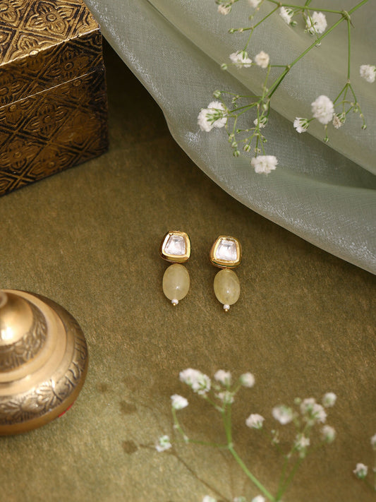 Ruby Raang Yellow Kundan Studs