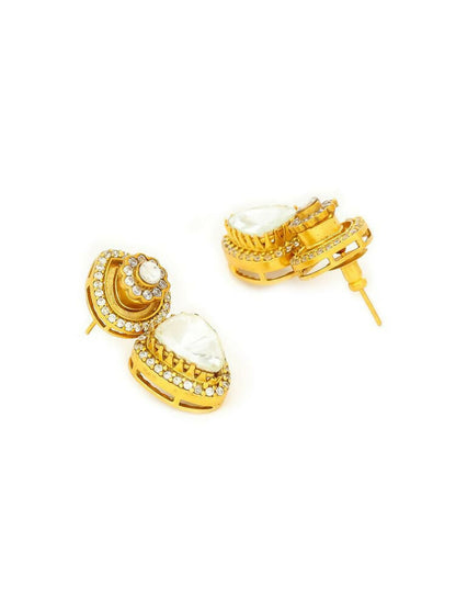 Gold Toned Kundan Earrings - Ruby Raang