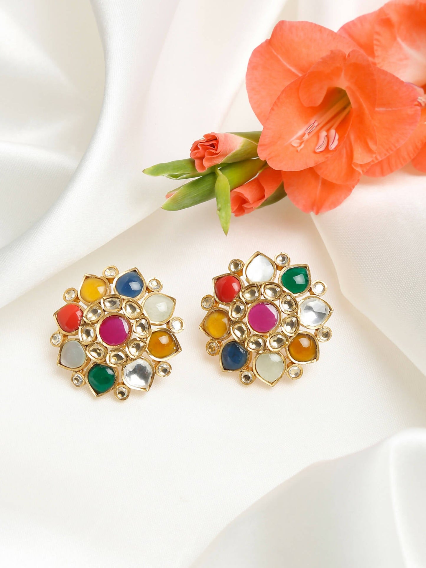 Multicoloured Contemporary Studs Earrings - Ruby Raang